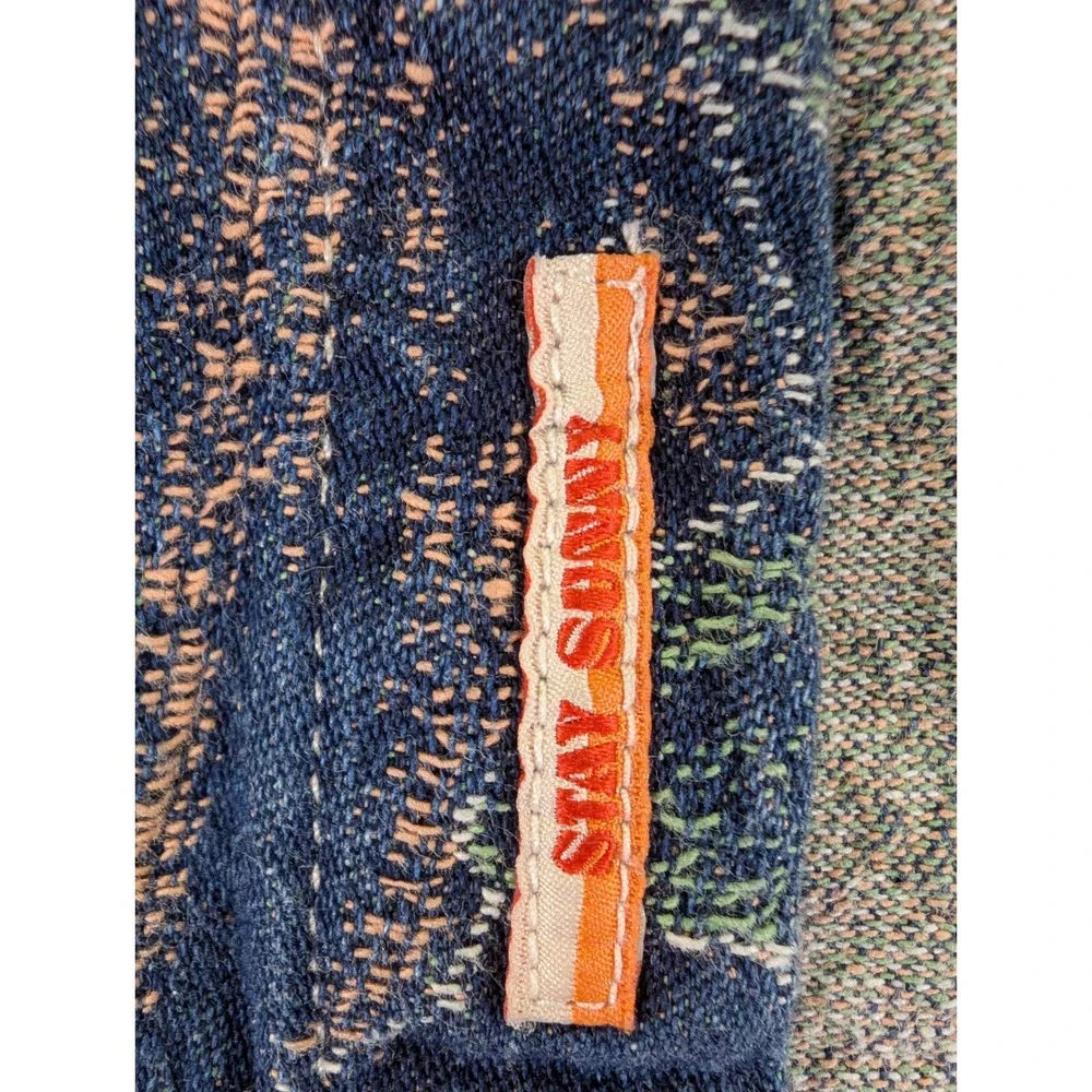 Scotch & Soda Mens XXL Blue Tropical Leaf Jacquard Cotton Hemp Denim Overshirt